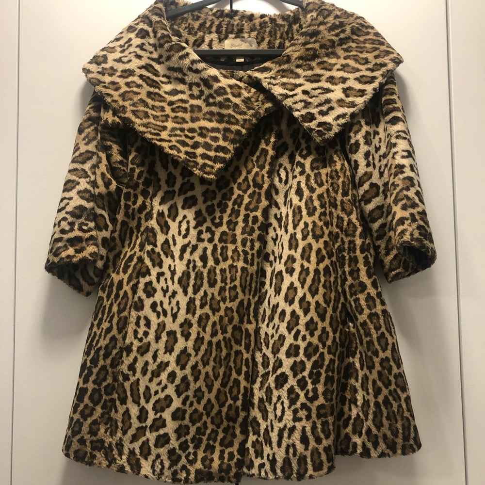 Elizabeth and James Faux Leopard Print Coat
